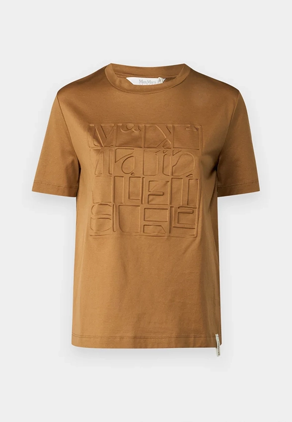 T-SHIRT PAGGIO Z CZYSTEJ BAWEŁNY BRĄZOWY