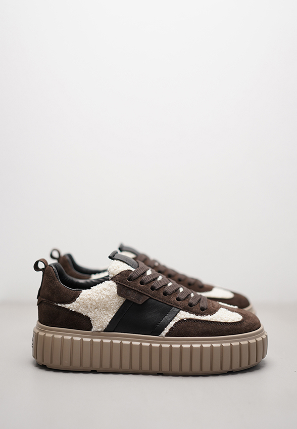 SNEAKERSY ZAP Z ZAMSZOWEJ SKÓRY CZEKOLADOWY BRĄZ