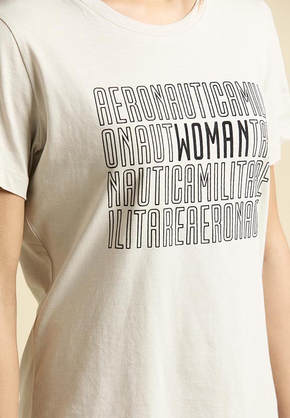T-SHIRT Z NADRUKIEM BEŻOWY