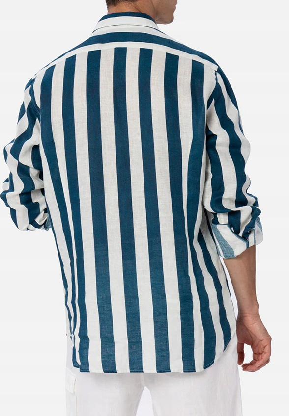 KOSZULA PAMPLONA STRIPES BIAŁO-GRANATOWA