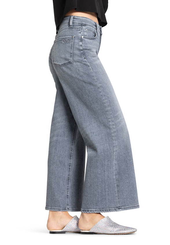 SPODNIE JEANSOWE PALAZZO CROPPED SZARE
