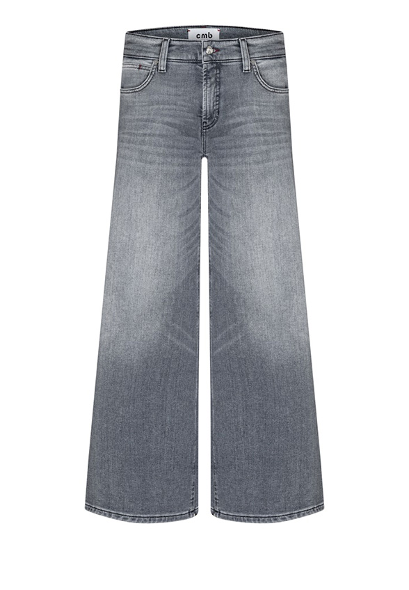 SPODNIE JEANSOWE PALAZZO CROPPED SZARE