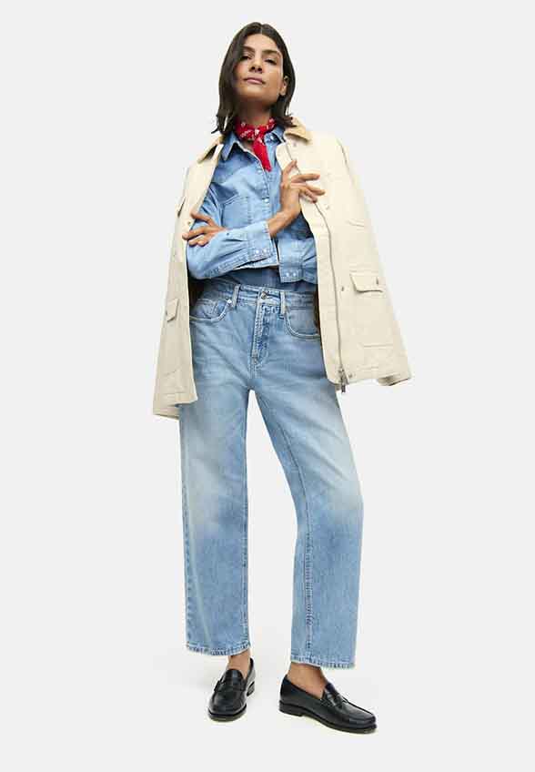 SPODNIE JEANSOWE GINI STRAIGHT-FIT CROPPED NIEBIESKIE