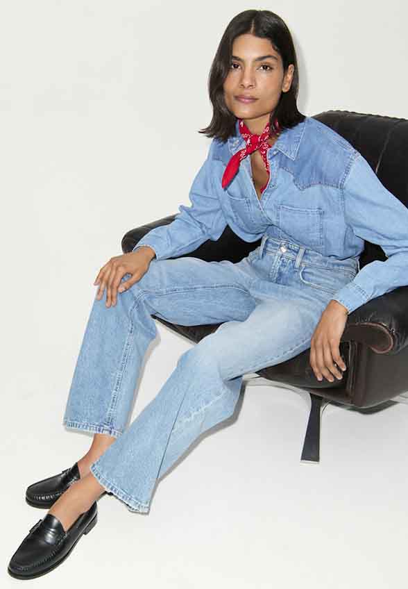 SPODNIE JEANSOWE GINI STRAIGHT-FIT CROPPED NIEBIESKIE