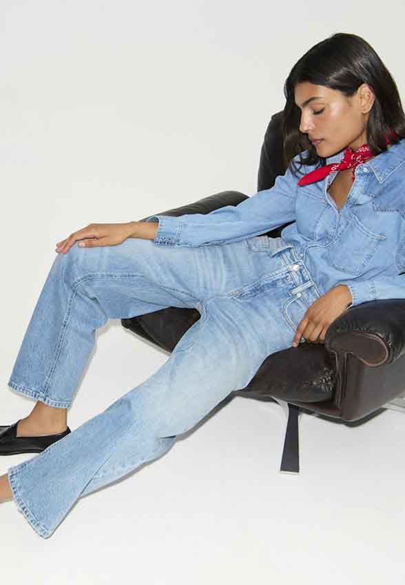 SPODNIE JEANSOWE GINI STRAIGHT-FIT CROPPED NIEBIESKIE