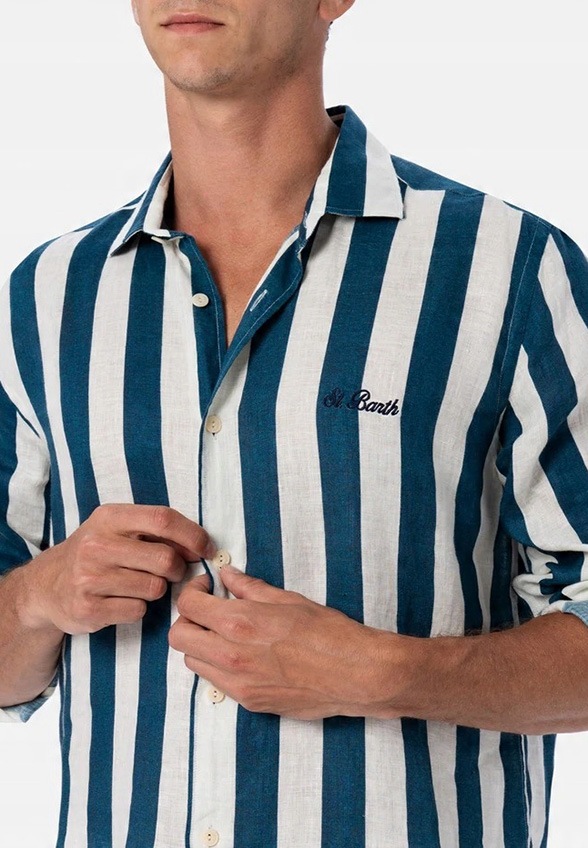 KOSZULA PAMPLONA STRIPES BIAŁO-GRANATOWA