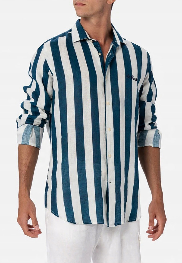 KOSZULA PAMPLONA STRIPES BIAŁO-GRANATOWA