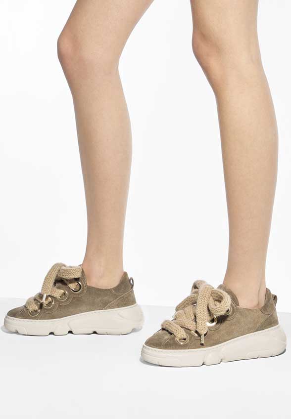SNEAKERSY SOFT BUBBLE Z ZAMSZOWEJ SKÓRY TAUPE