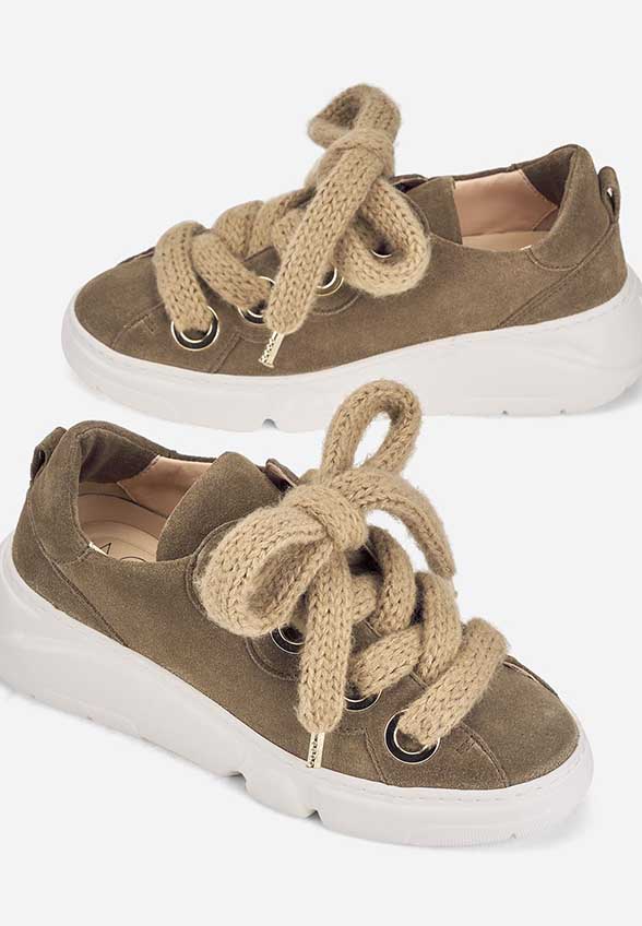SNEAKERSY SOFT BUBBLE Z ZAMSZOWEJ SKÓRY TAUPE