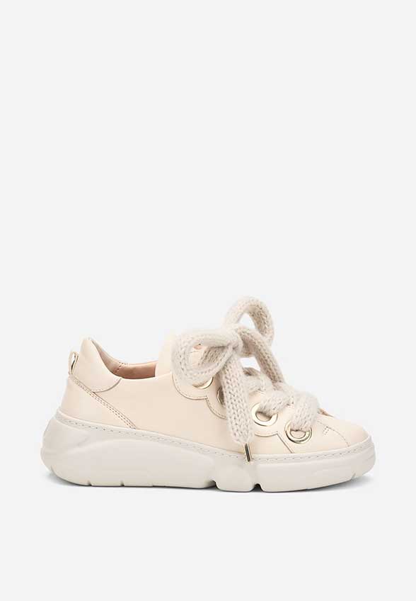 SNEAKERSY SOFT BUBBLE ZE SKÓRY JAGNIĘCEJ KREMOWE