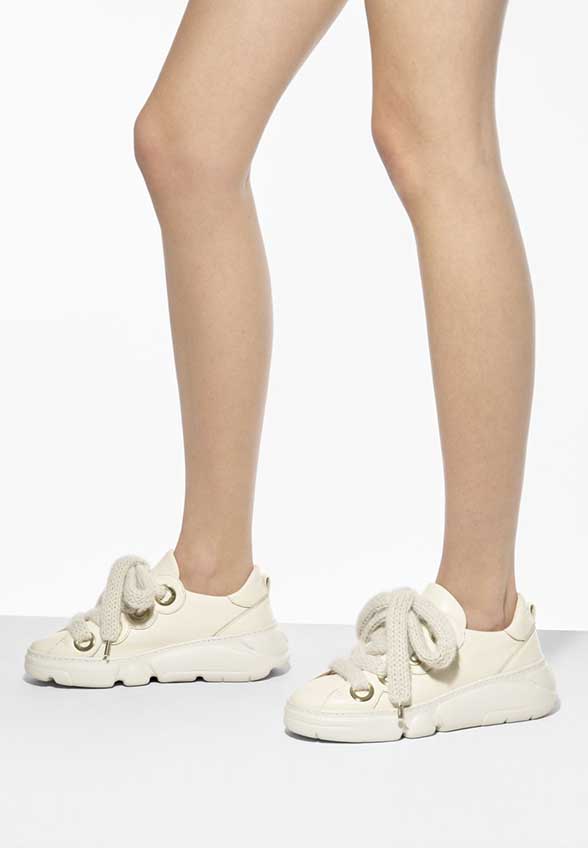 SNEAKERSY SOFT BUBBLE ZE SKÓRY JAGNIĘCEJ KREMOWE