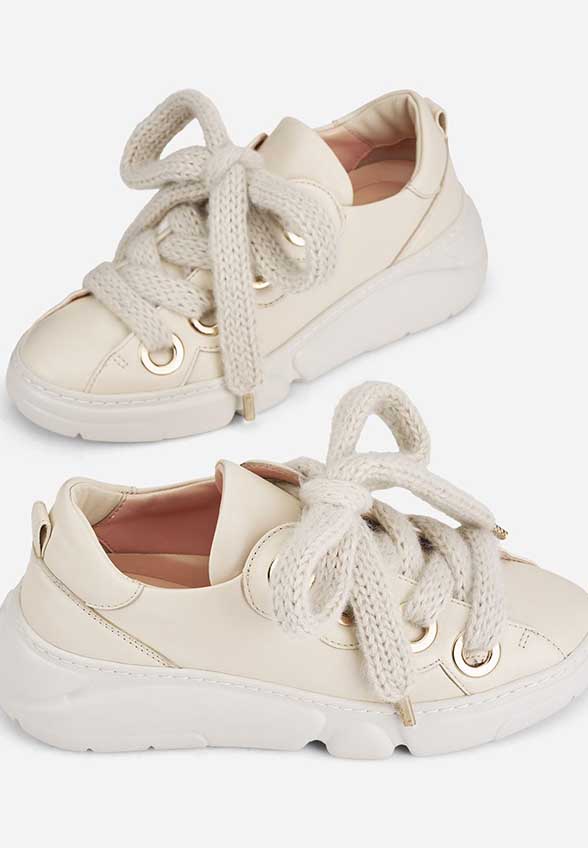 SNEAKERSY SOFT BUBBLE ZE SKÓRY JAGNIĘCEJ KREMOWE