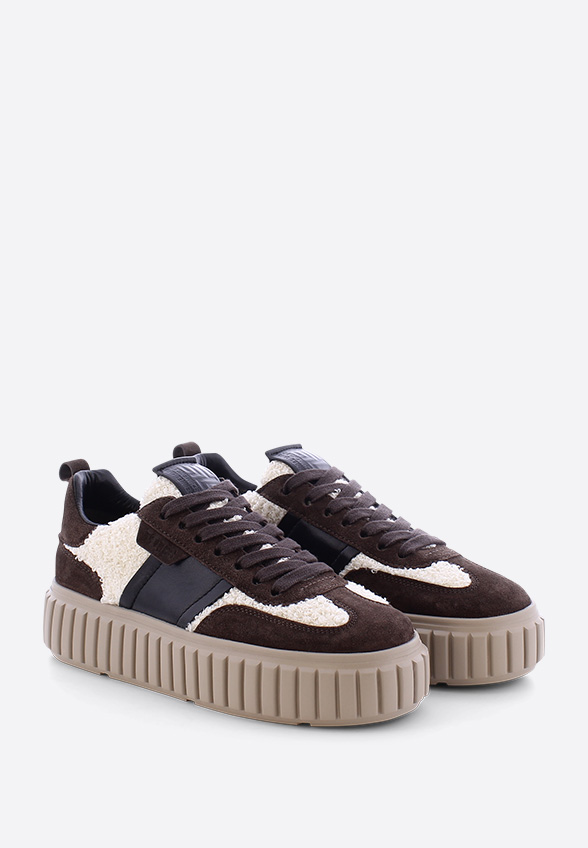 SNEAKERSY ZAP Z ZAMSZOWEJ SKÓRY CZEKOLADOWY BRĄZ