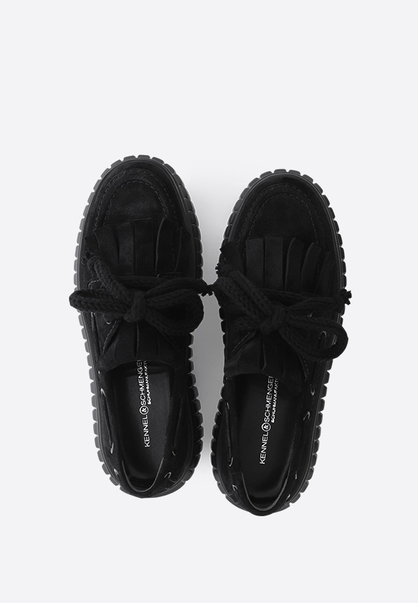 LOAFERSY ZAP Z ZAMSZOWEJ SKÓRY CZARNE
