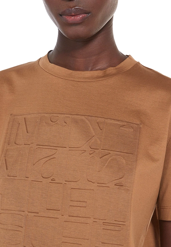 T-SHIRT PAGGIO Z CZYSTEJ BAWEŁNY BRĄZOWY