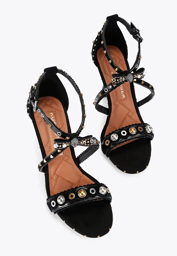 SANDAŁY MINI BOW EYELET CZARNE