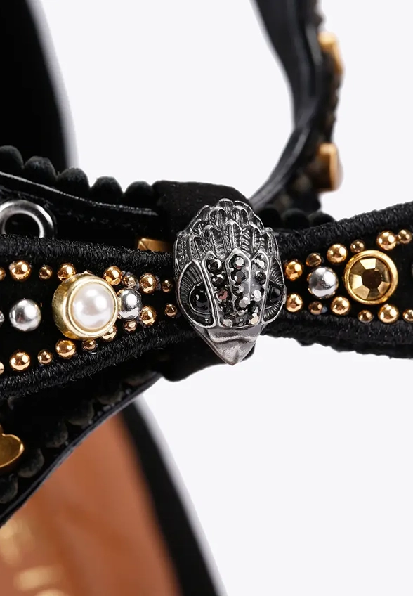 SANDAŁY MINI BOW EYELET CZARNE