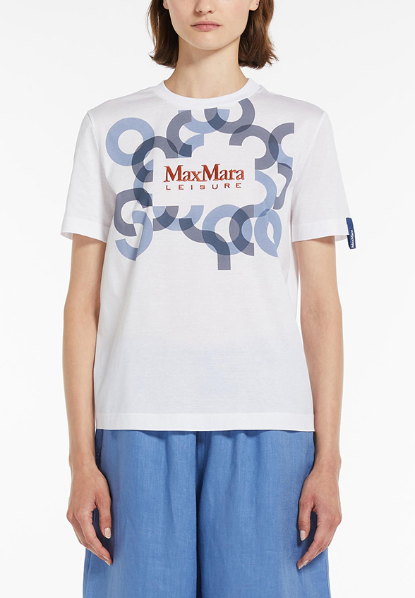 T-SHIRT OBLIQUA Z CZYSTEJ BAWEŁNY BIAŁY