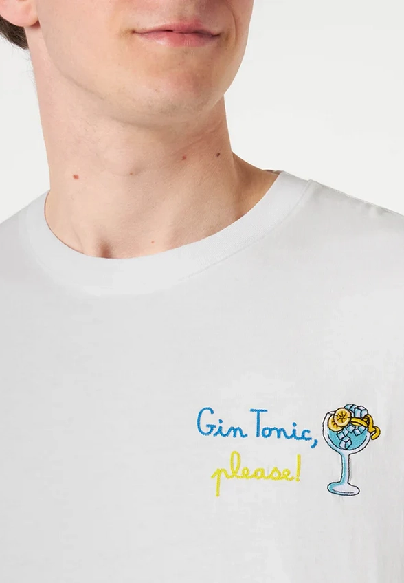 T-SHIRT GLASS GIN PLEASE BIAŁY