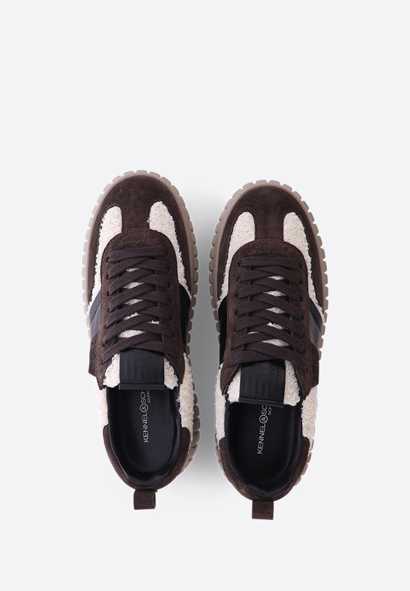 SNEAKERSY ZAP Z ZAMSZOWEJ SKÓRY CZEKOLADOWY BRĄZ