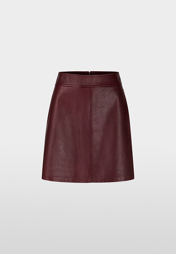 SPÓDNICA SKÓRZANA MINI CIEMNE BORDO