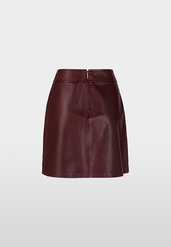 SPÓDNICA SKÓRZANA MINI CIEMNE BORDO