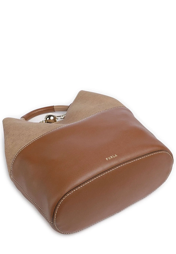 TORBA SKÓRZANA FURLA SFERA BUCKET BRĄZOWA
