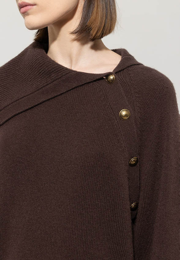 SWETER WEŁNIANO-KASZMIROWY CZEKOLADOWY BRĄZ