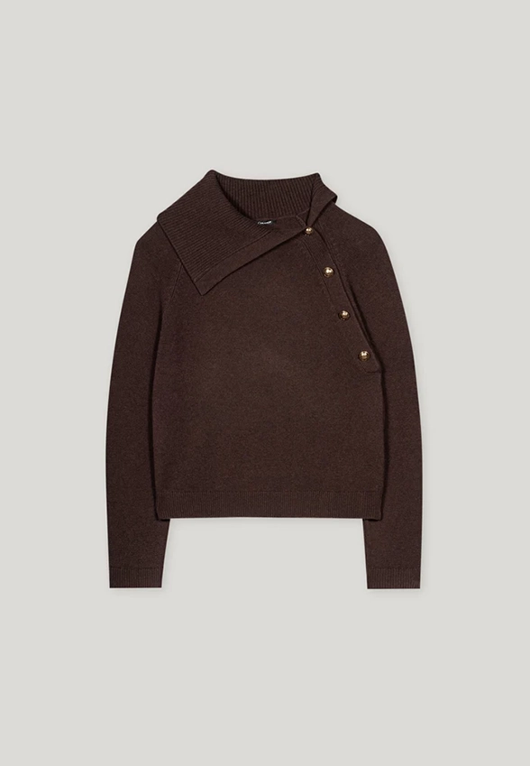SWETER WEŁNIANO-KASZMIROWY CZEKOLADOWY BRĄZ