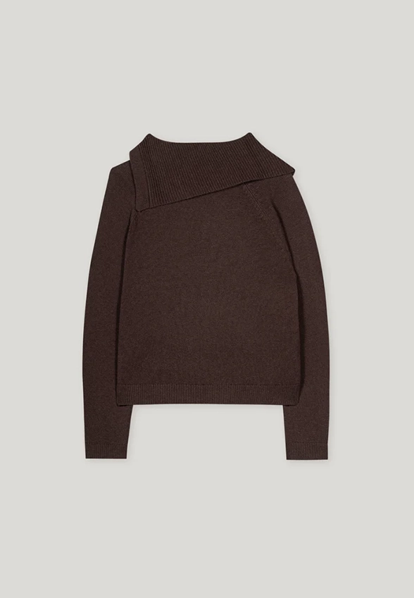 SWETER WEŁNIANO-KASZMIROWY CZEKOLADOWY BRĄZ