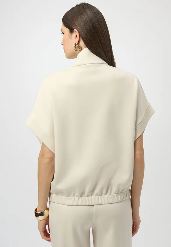 BLUZA ZE ŚCIĄGACZEM KREMOWA
