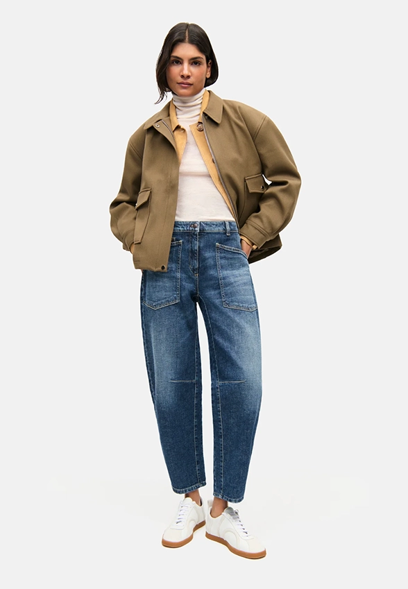 SPODNIE JEANSOWE OCEAN O-SHAPE CIEMNO-NIEBIESKIE