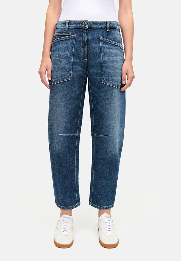 SPODNIE JEANSOWE OCEAN O-SHAPE CIEMNO-NIEBIESKIE