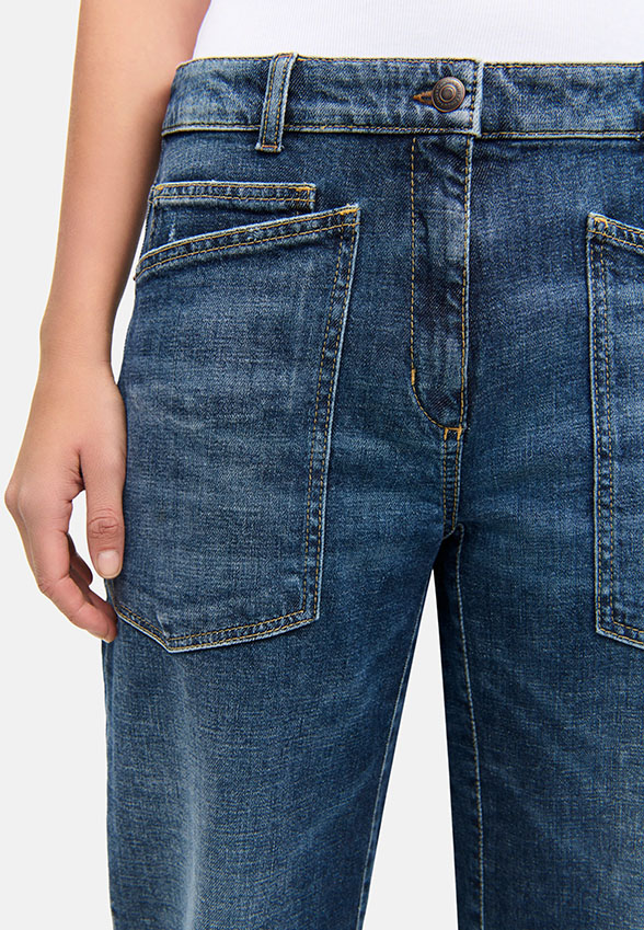 SPODNIE JEANSOWE OCEAN O-SHAPE CIEMNO-NIEBIESKIE