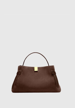 TORBA GYOZA Z ZAMSZOWEJ SKÓRY CZEKOLADOWY BRĄZ