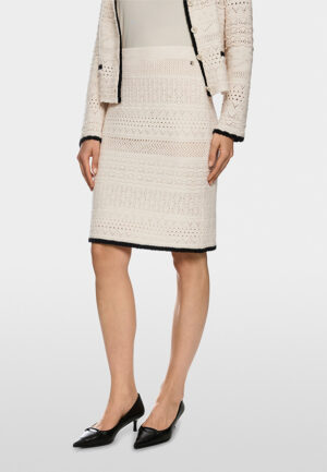 SPÓDNICA AŻUROWA Z CZYSTEJ WEŁNY KREMOWA