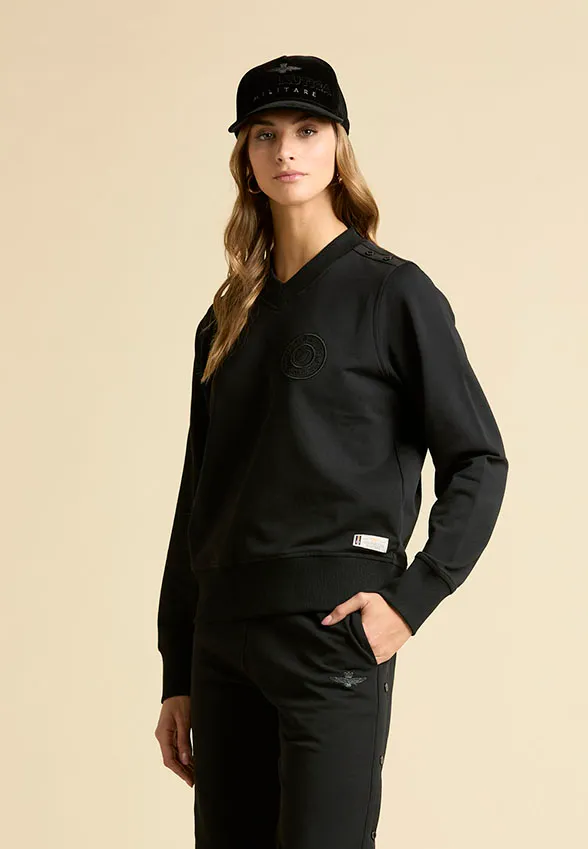 BLUZA Z MILITARNYMI AKCENTAMI CZARNA