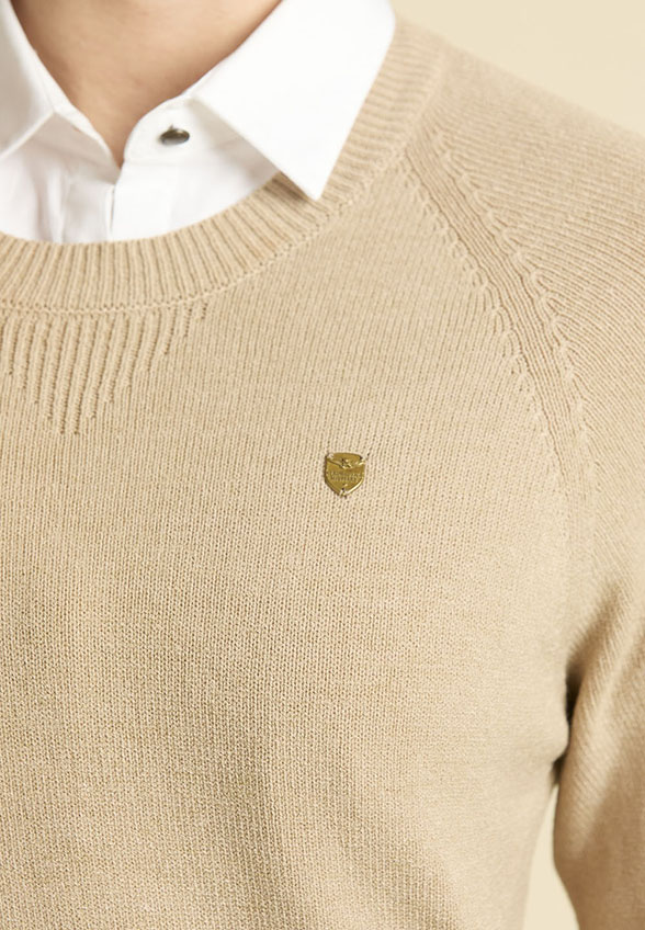 SWETER WISKOZOWY Z OKRĄGŁYM DEKOLTEM BEŻOWY