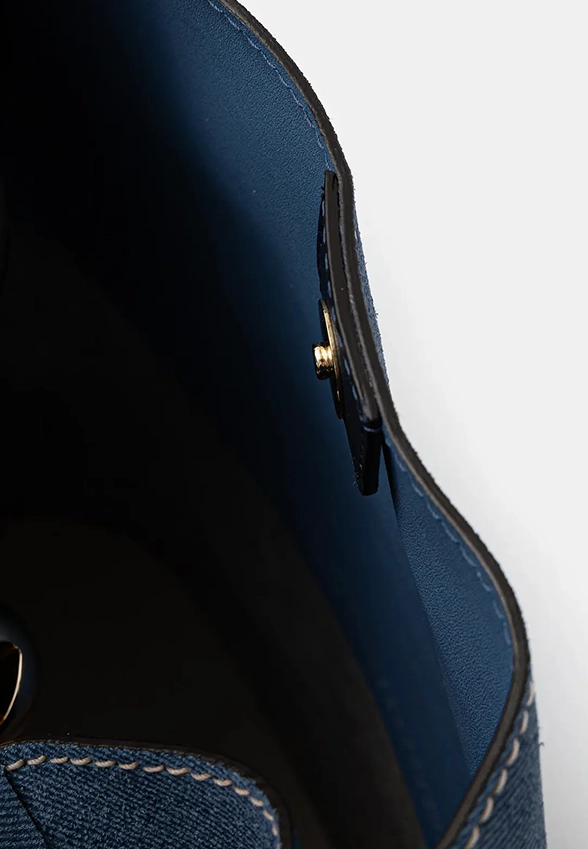 TORBA SKÓRZANA FURLA SFERA BUCKET DENIMOWA