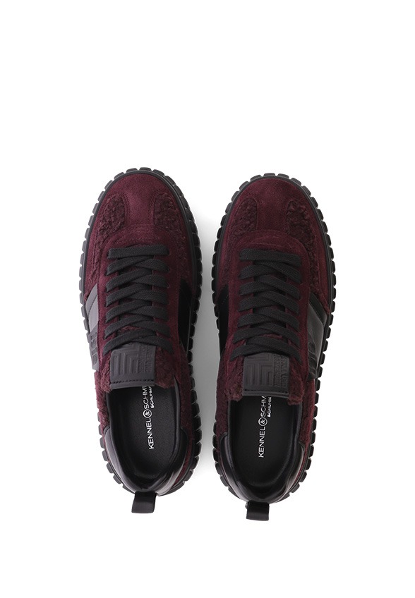 SNEAKERSY ZAP Z WEŁNIANYMI ELEMENTAMI CIEMNE BORDO
