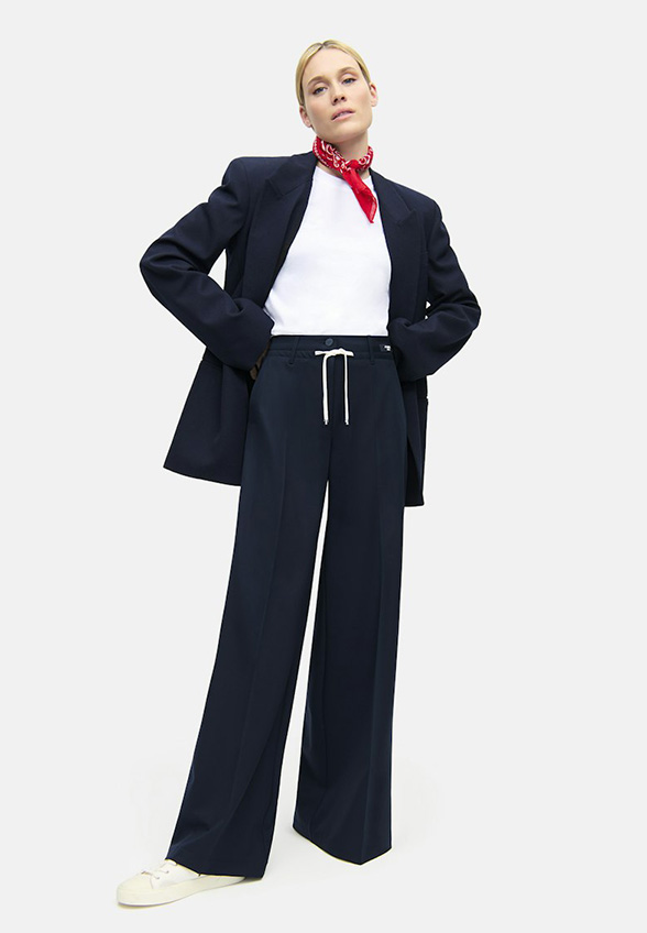 SPODNIE ADRIENNE WIDE-FIT GRANATOWE