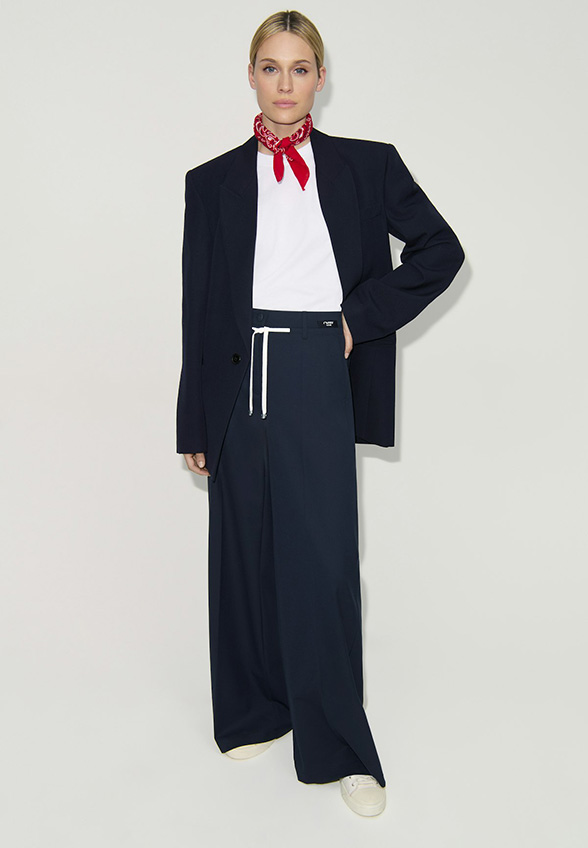 SPODNIE ADRIENNE WIDE-FIT GRANATOWE