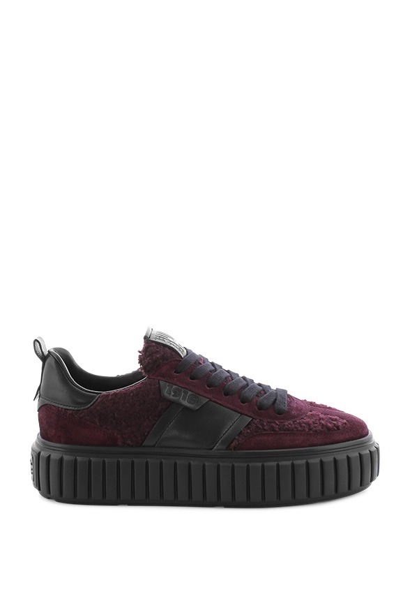 SNEAKERSY ZAP Z WEŁNIANYMI ELEMENTAMI CIEMNE BORDO