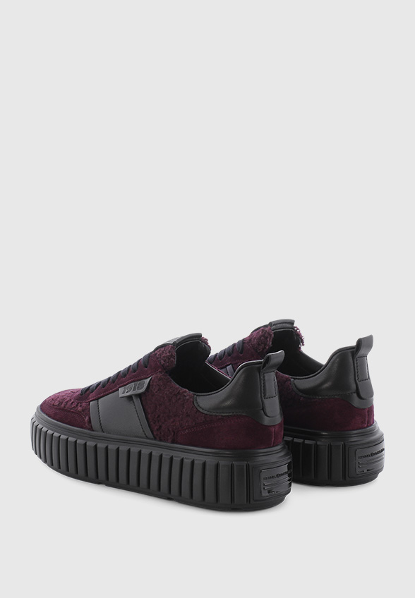 SNEAKERSY ZAP Z WEŁNIANYMI ELEMENTAMI CIEMNE BORDO