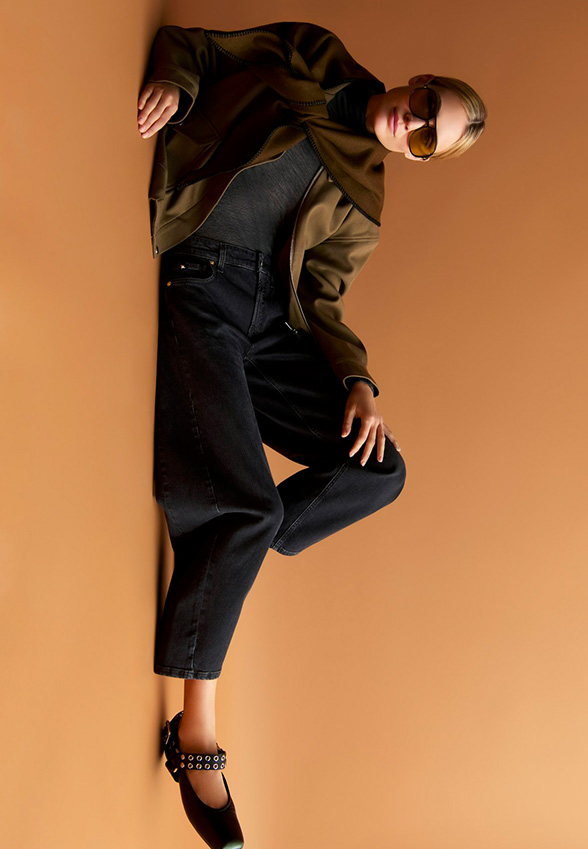 SPODNIE JEANSOWE ORIA O-SHAPE CZARNE