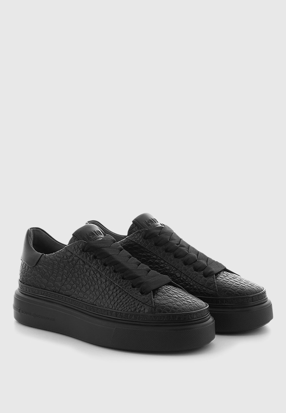 SNEAKERSY ELAN Z WĘŻOWYM TŁOCZENIEM CZARNA
