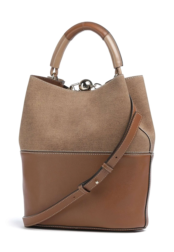 TORBA SKÓRZANA FURLA SFERA BUCKET BRĄZOWA