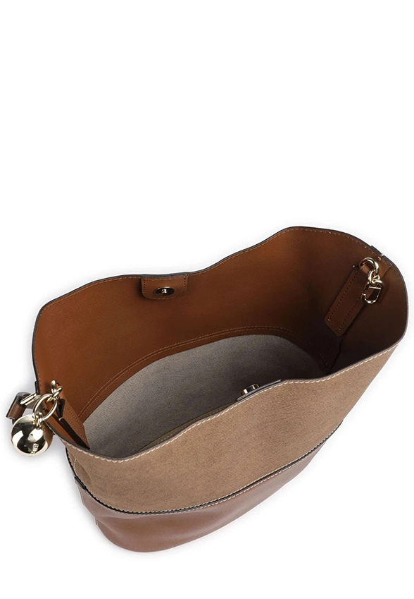TORBA SKÓRZANA FURLA SFERA BUCKET BRĄZOWA