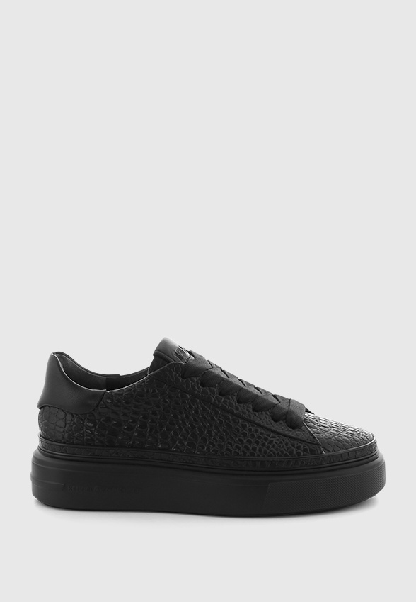 SNEAKERSY ELAN Z WĘŻOWYM TŁOCZENIEM CZARNA