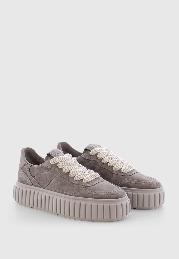 SNEAKERSY ZAP Z ZAMSZOWEJ SKÓRY JASNO-SZARE